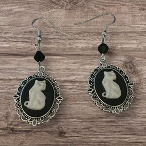 Cameo  style cat earrings